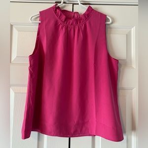 J. Crew Factory Sleeveless Ruffle-Neck Shell in Hot Pink